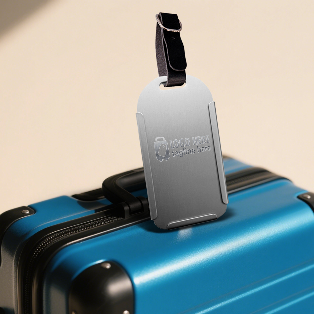 Lifestyle shot of New Creative Aluminum Luggage Tag