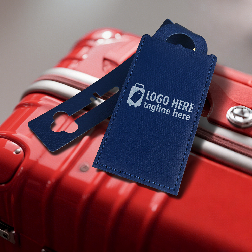 Lifestyle shot of Slim PU Leather Luggage ID Tag