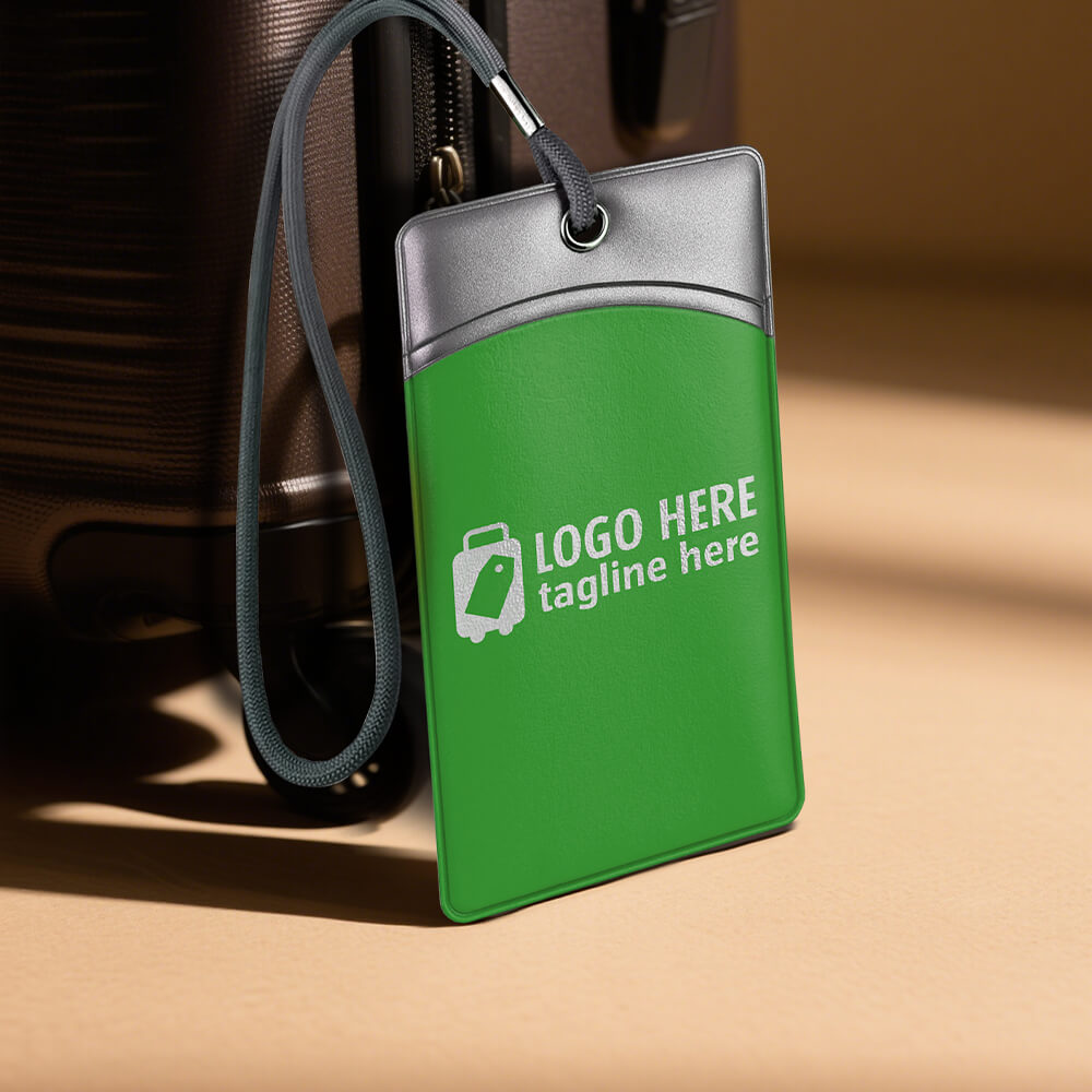 Lifestyle shot of Vinyl Made Rectangular Luggage Tag Lifestyle shot of Vinyl Made Rectangular Luggage Tag