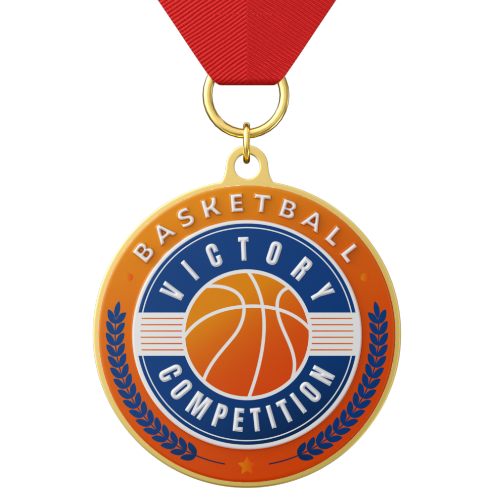 Basketball Victory Competition Medal With Lanyard