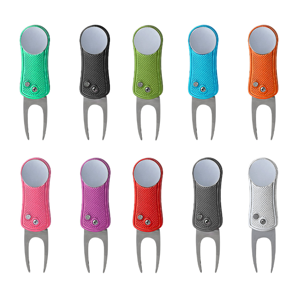 Group Shot of Magnetic Folding Golf Divot Tool with Ball Marker Group Shot of Magnetic Folding Golf Divot Tool with Ball Marker