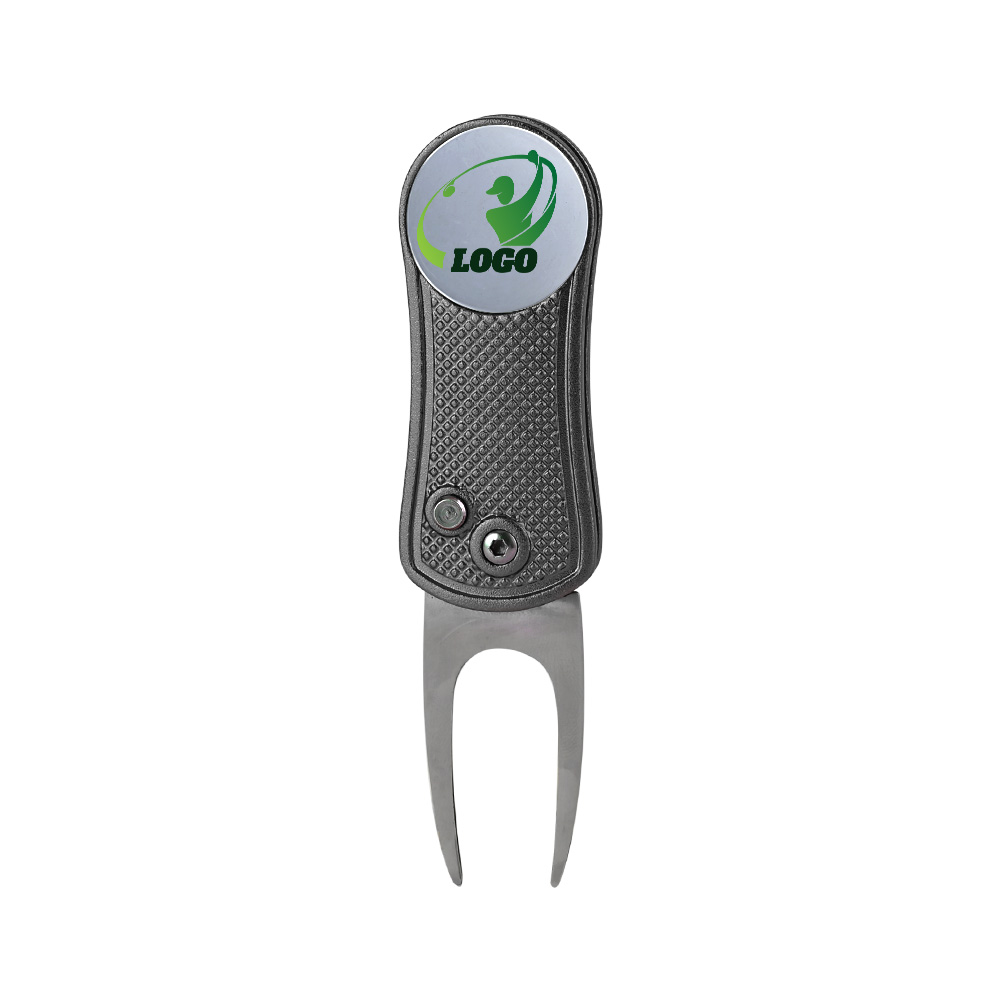 Magnetic Folding Golf Divot Tool with Ball Marker Gray with Logo Magnetic Folding Golf Divot Tool with Ball Marker Gray with Logo