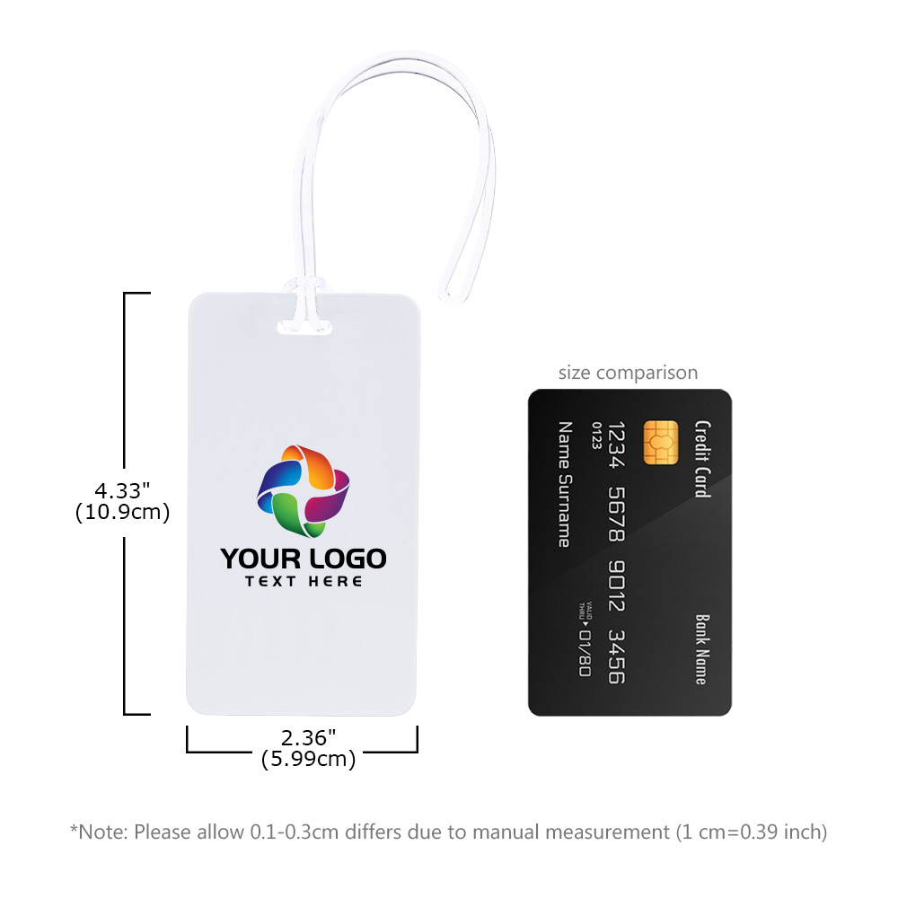 Scale shot of Plastic Card Insert Luggage Tag With Strap