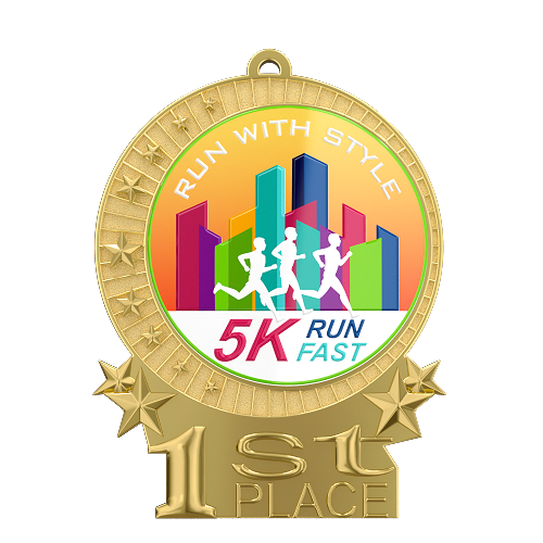 1st Place 5K Running Medal 1st Place 5K Running Medal