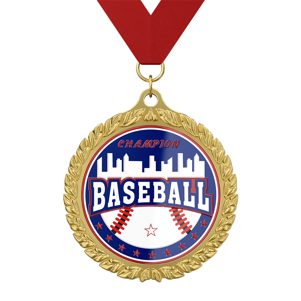 Custom Baseball Champion Medal With Ribbon