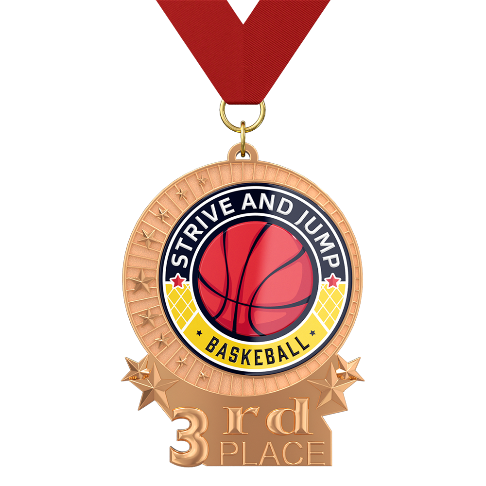 3rd Place Basketball Medal With Ribbon