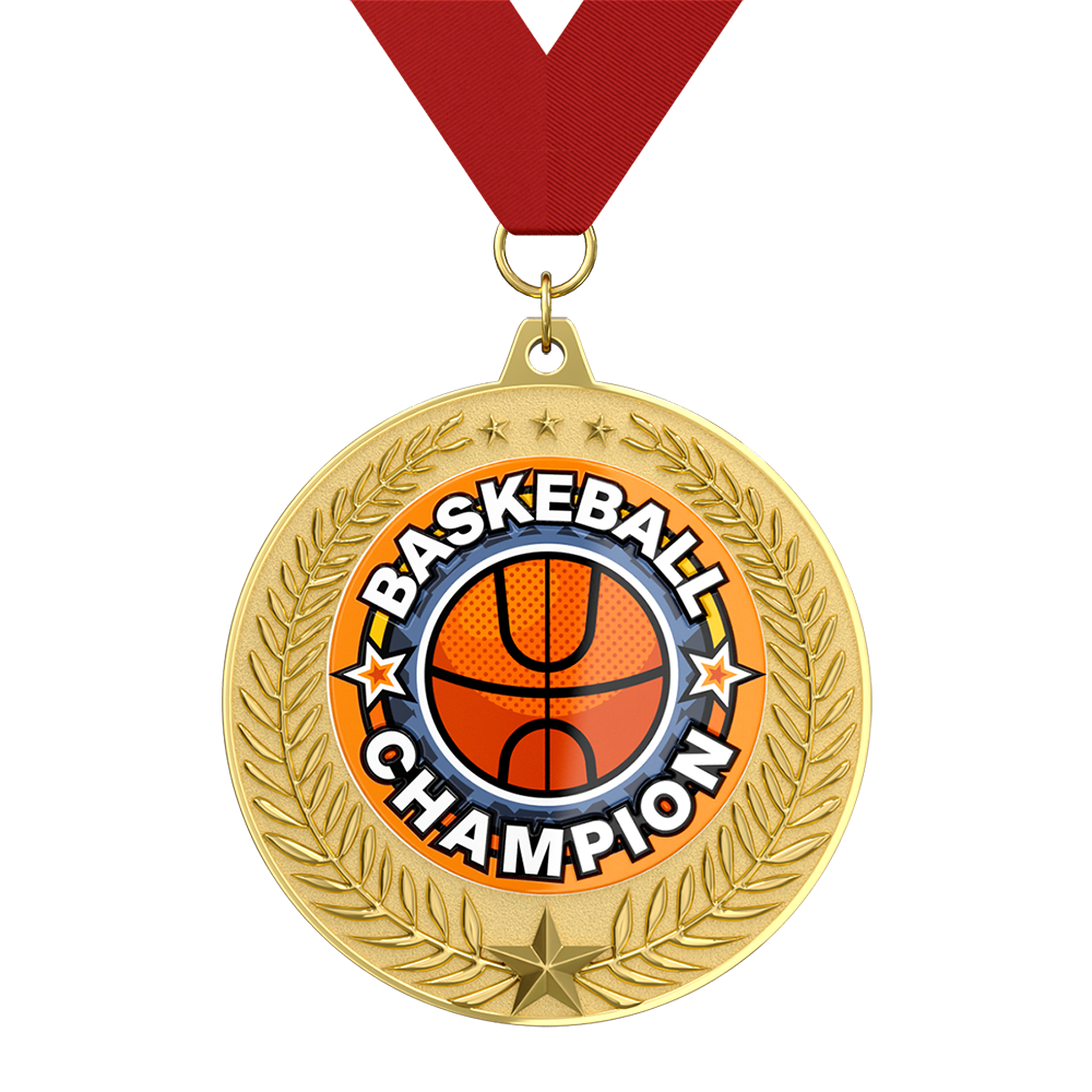 Laurel Leaf Basketball Champion Medal with ribbon