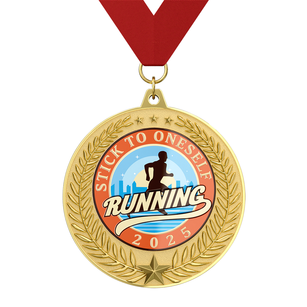 Stick to Oneself Running Medal With Ribbon