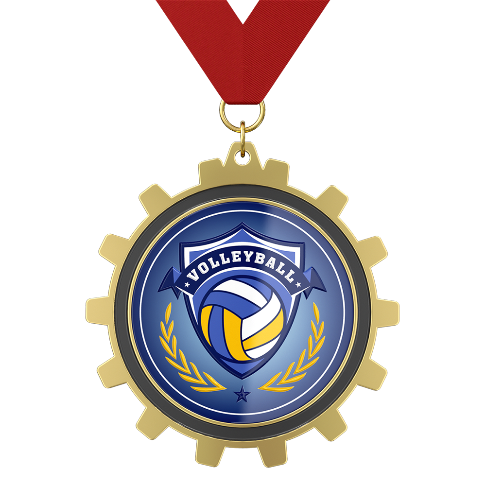 Gear-Edge Volleyball Award Medal with ribbon