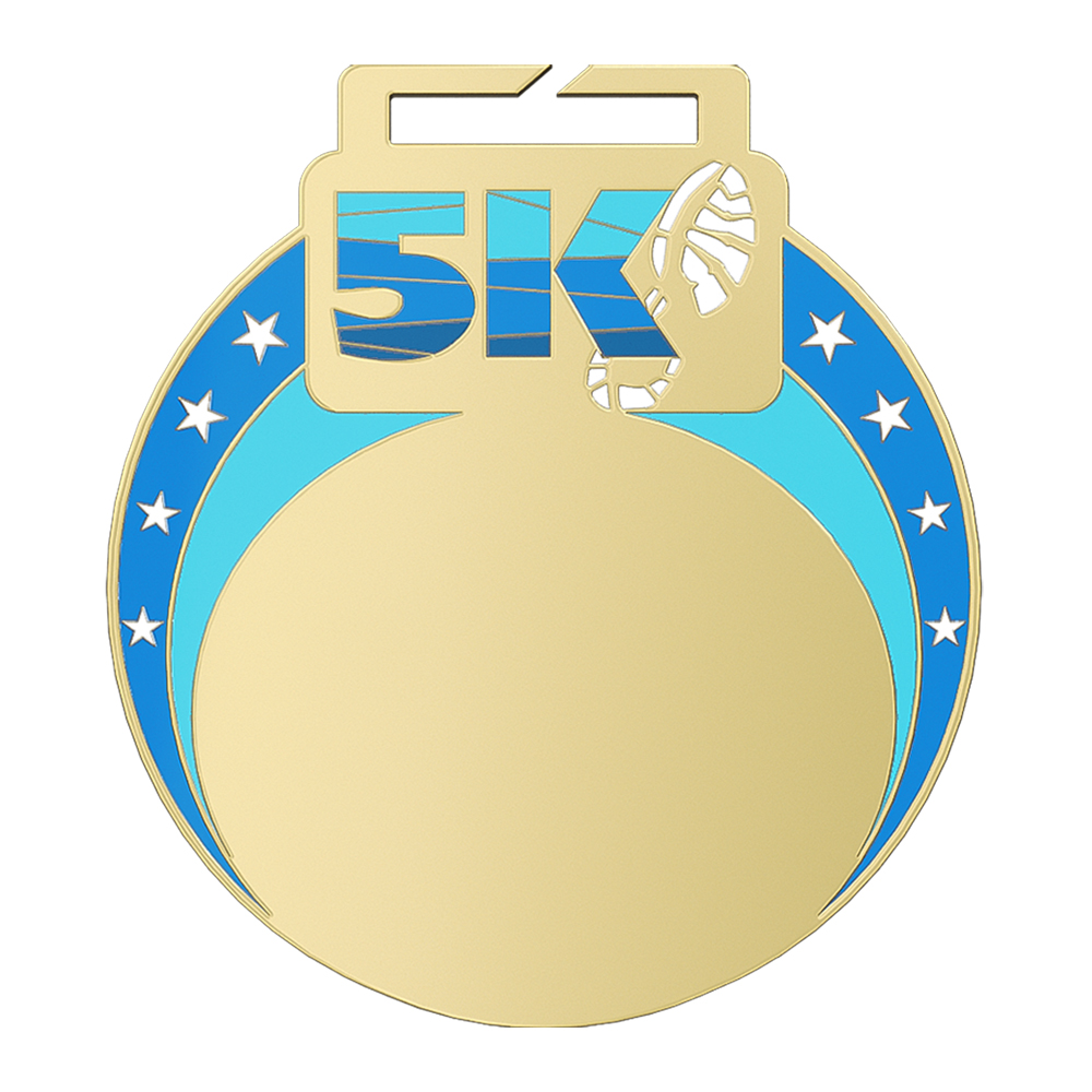 5K Medal - Dynamic and Passionate Running Shiny Gold