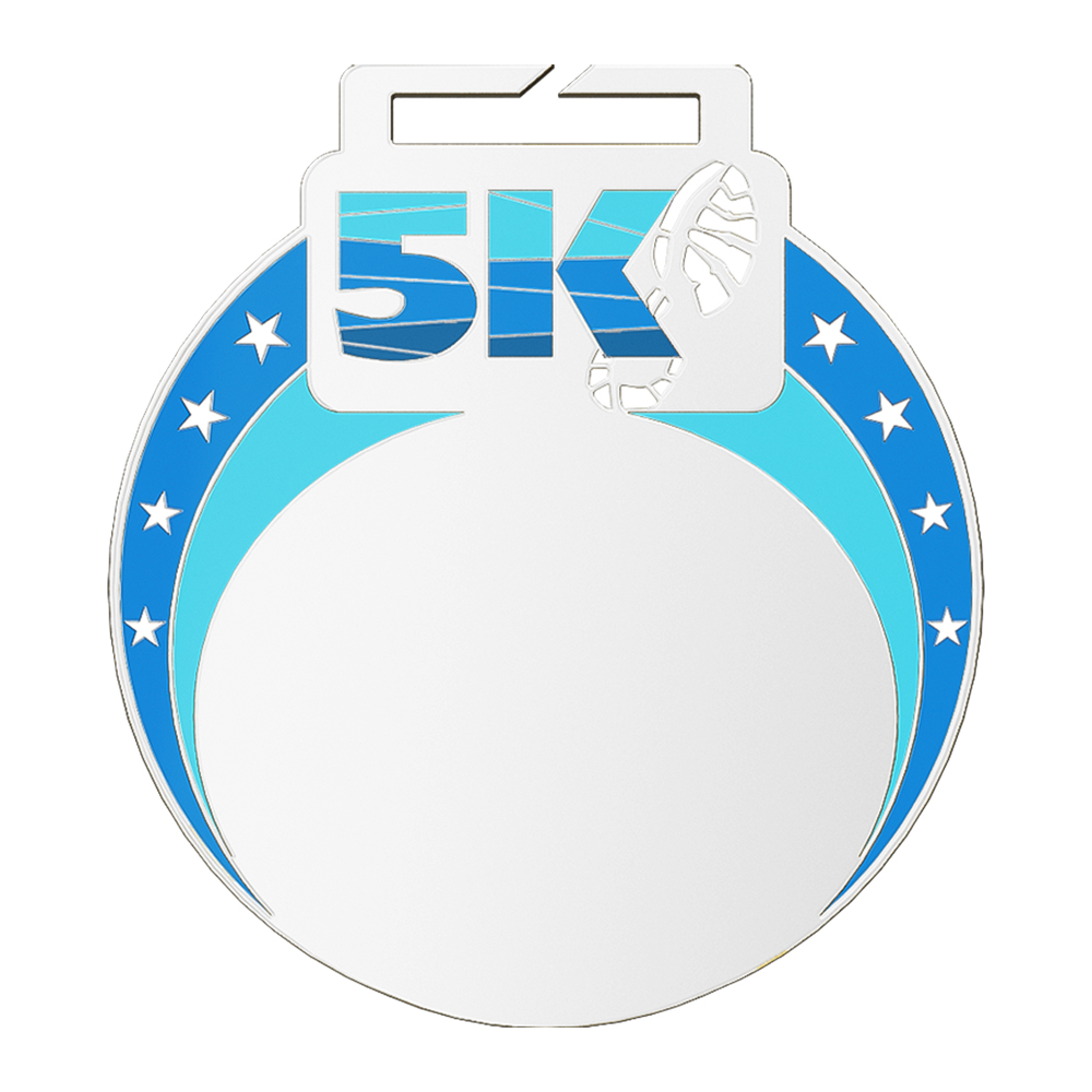 5K Medal - Dynamic and Passionate Running Shiny Sliver