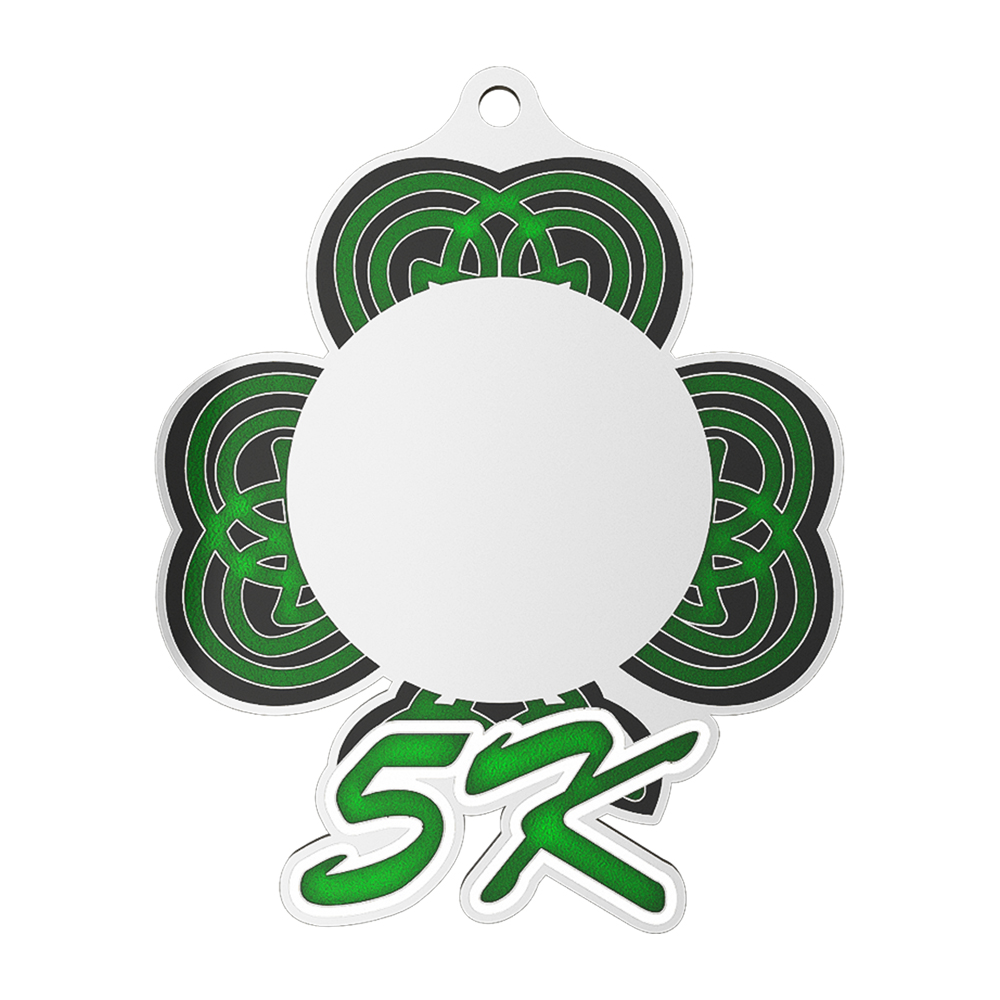 Shamrock 5K Running Medal Shiny Sliver