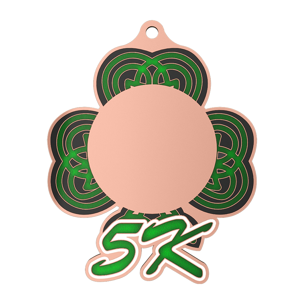 Shamrock 5K Running Medal Shiny Copper