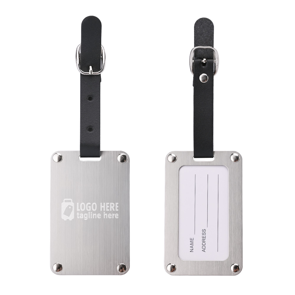 Brushed Silver Tone Stainless Steel Luggage Tag Free Shipping