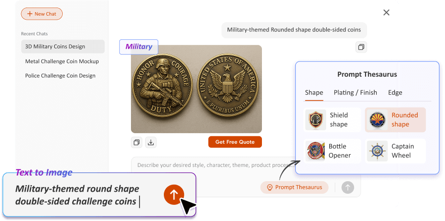Free Text to Image Art AI Challenge Coin Generator