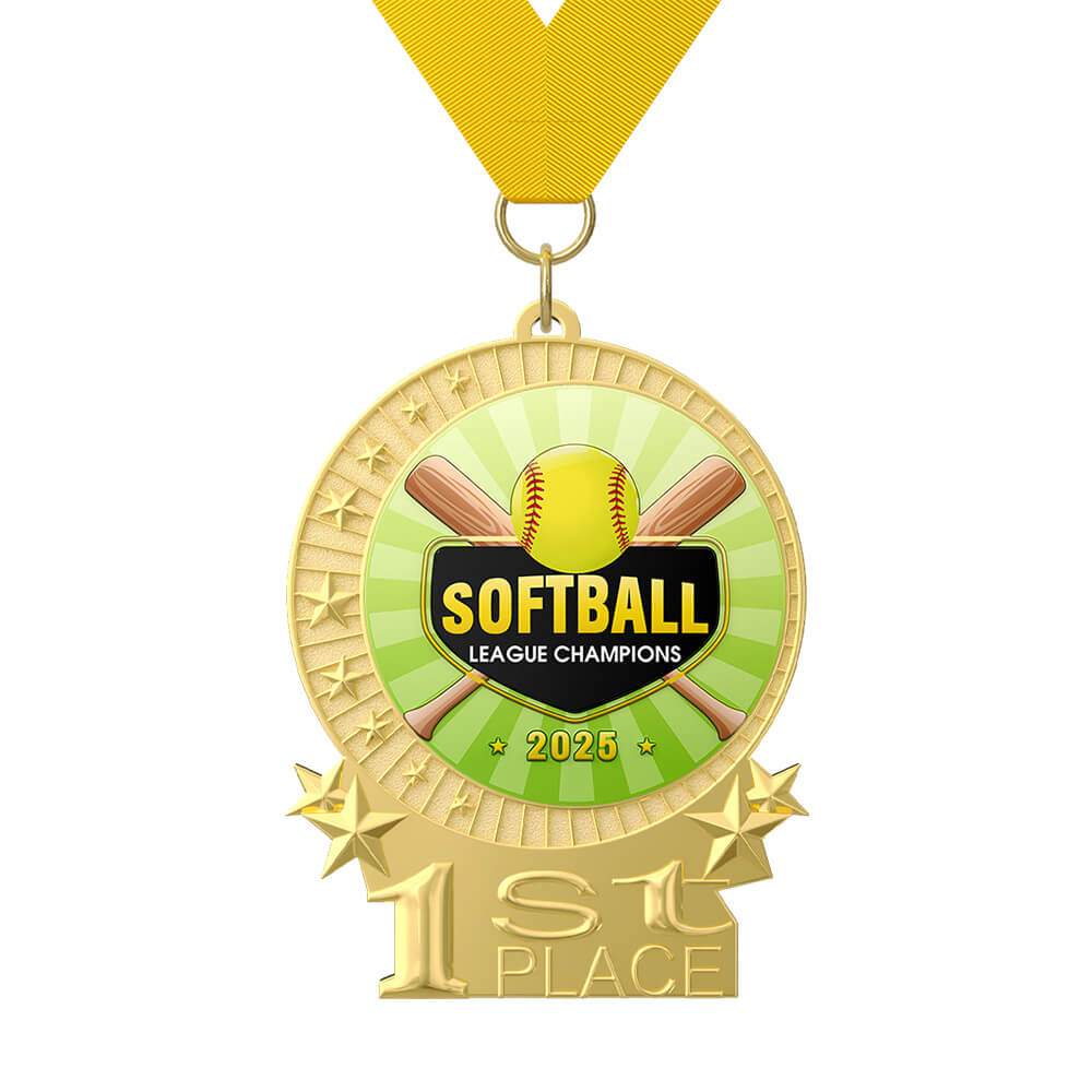 1st Place Softball League Medal with ribbon 1st Place Softball League Medal with ribbon
