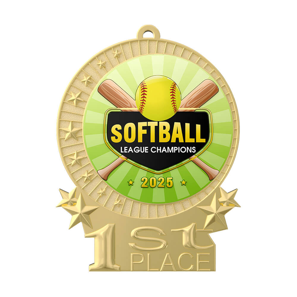 1st Place Softball League Medal front 1st Place Softball League Medal front