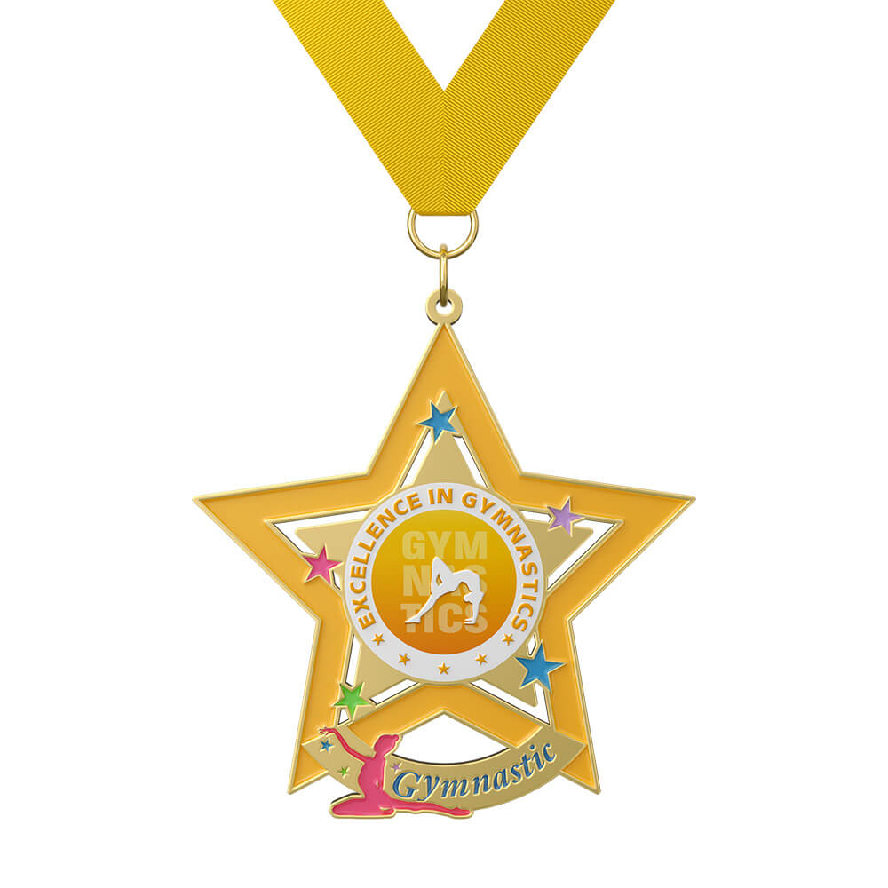 Excellence in Gymnastics Star Medal with ribbon