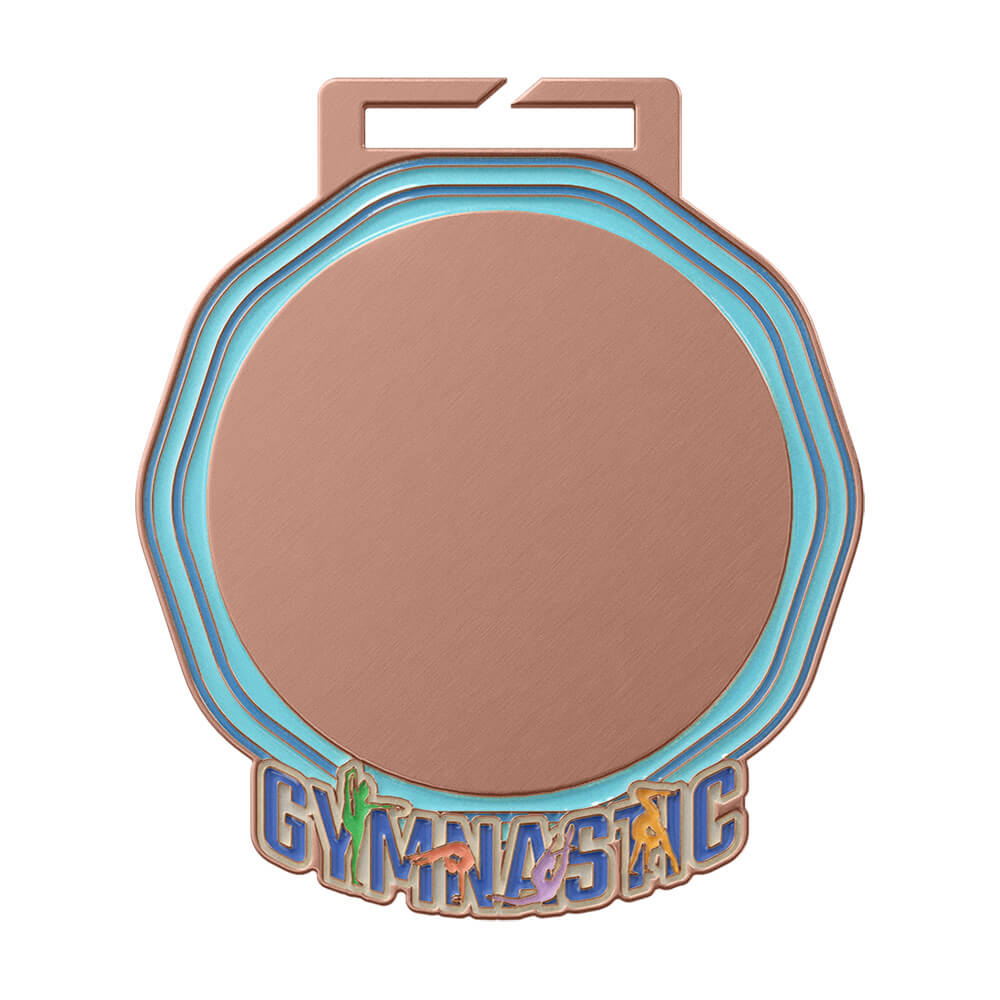 Blue Gradient Gymnastics 1st Place Octagonal Medal antique copper Blue Gradient Gymnastics 1st Place Octagonal Medal antique copper
