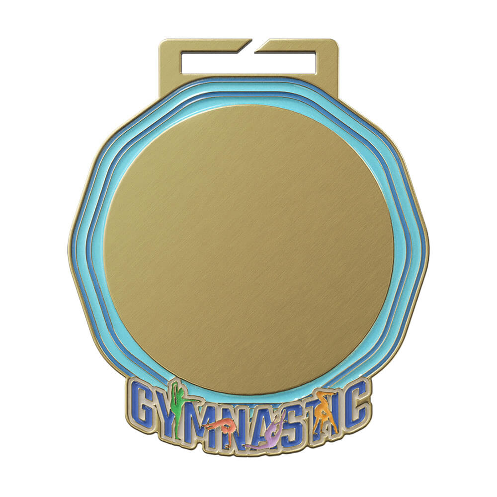 Blue Gradient Gymnastics 1st Place Octagonal Medal antique gold Blue Gradient Gymnastics 1st Place Octagonal Medal antique gold