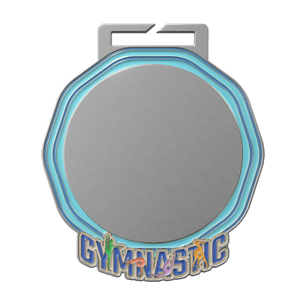 Blue Gradient Gymnastics 1st Place Octagonal Medal antique silver Blue Gradient Gymnastics 1st Place Octagonal Medal antique silver