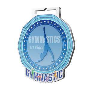 Blue Gradient Gymnastics 1st Place Octagonal Medal