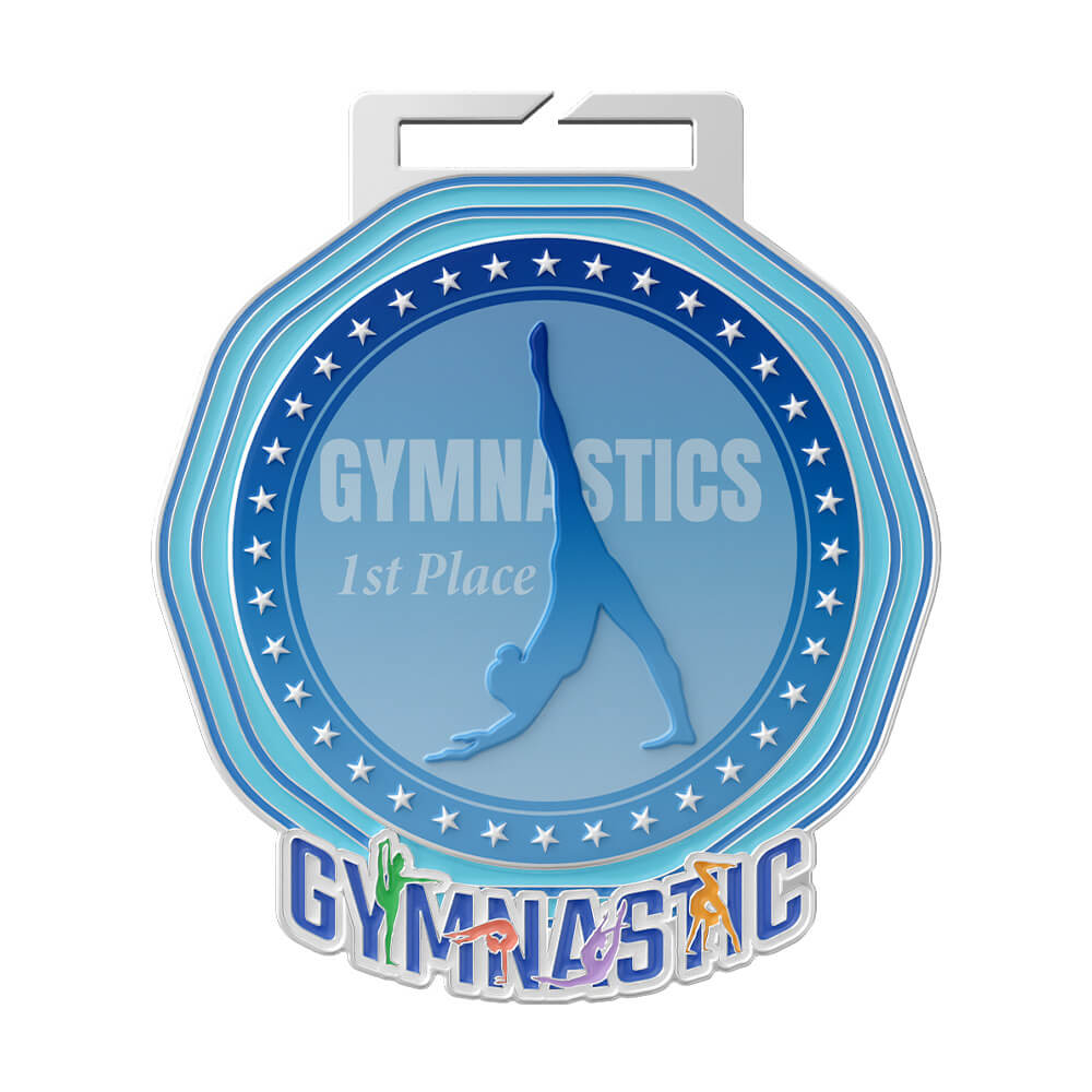 Blue Gradient Gymnastics 1st Place Octagonal Medal front Blue Gradient Gymnastics 1st Place Octagonal Medal front