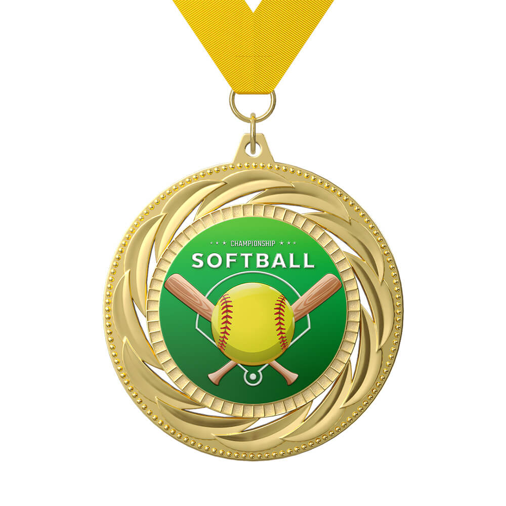 Championship Softball Gold Medal with ribbon