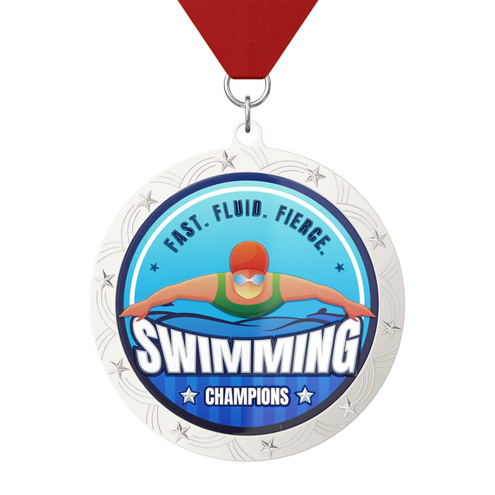 Fast & Fierce Swim Medal with ribbon