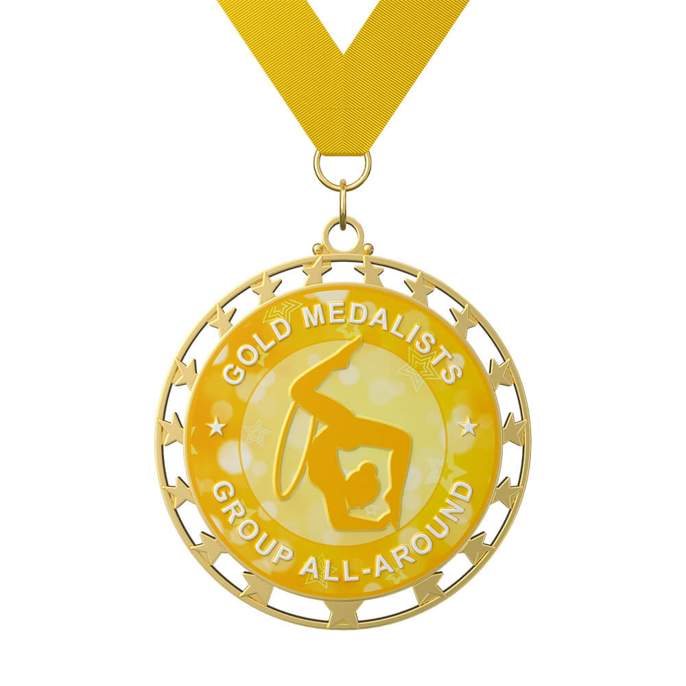Golden Gymnastics All-Around Medal with ribbon Golden Gymnastics All-Around Medal with ribbon