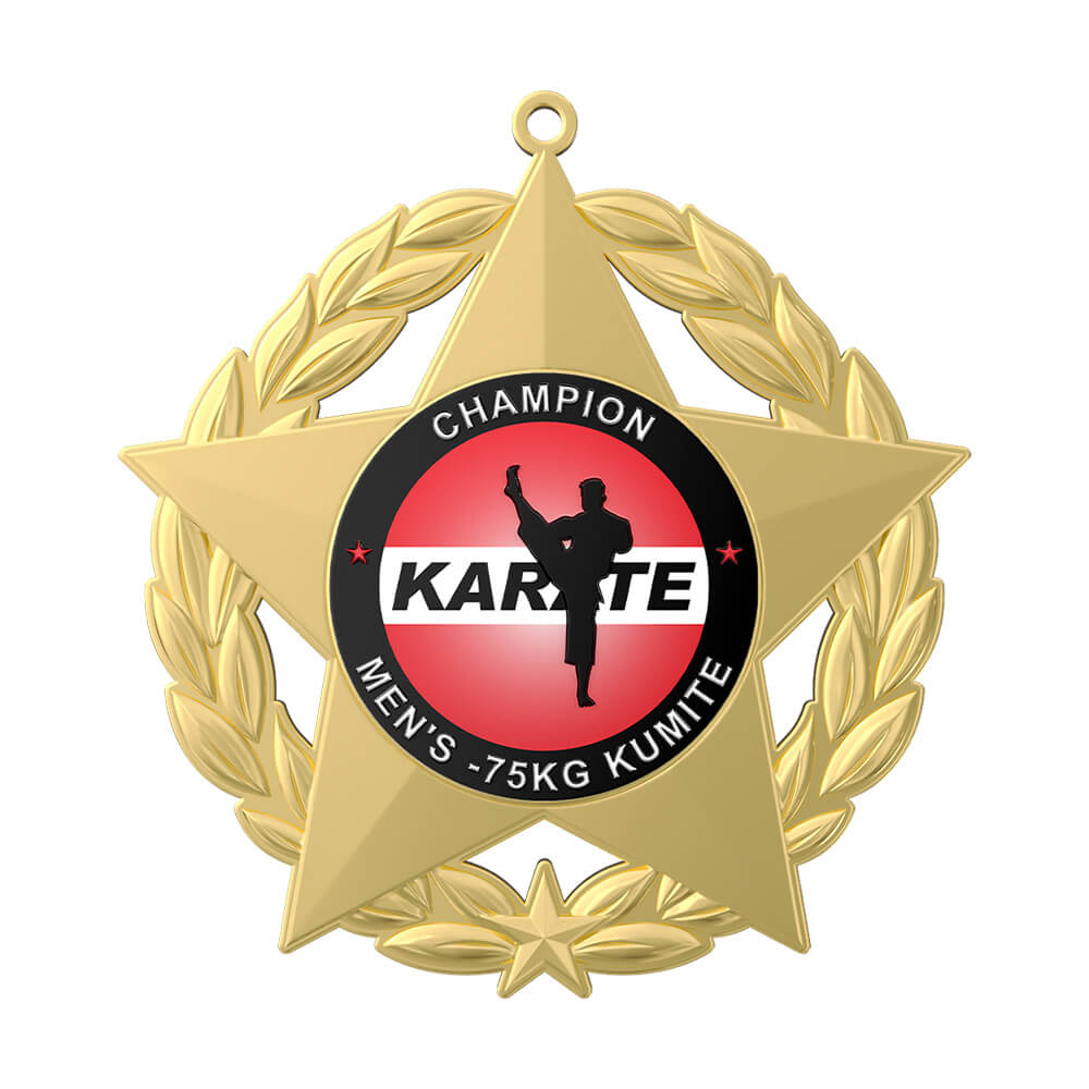 Karate 75KG Kumite Champion Medal front Karate 75KG Kumite Champion Medal front