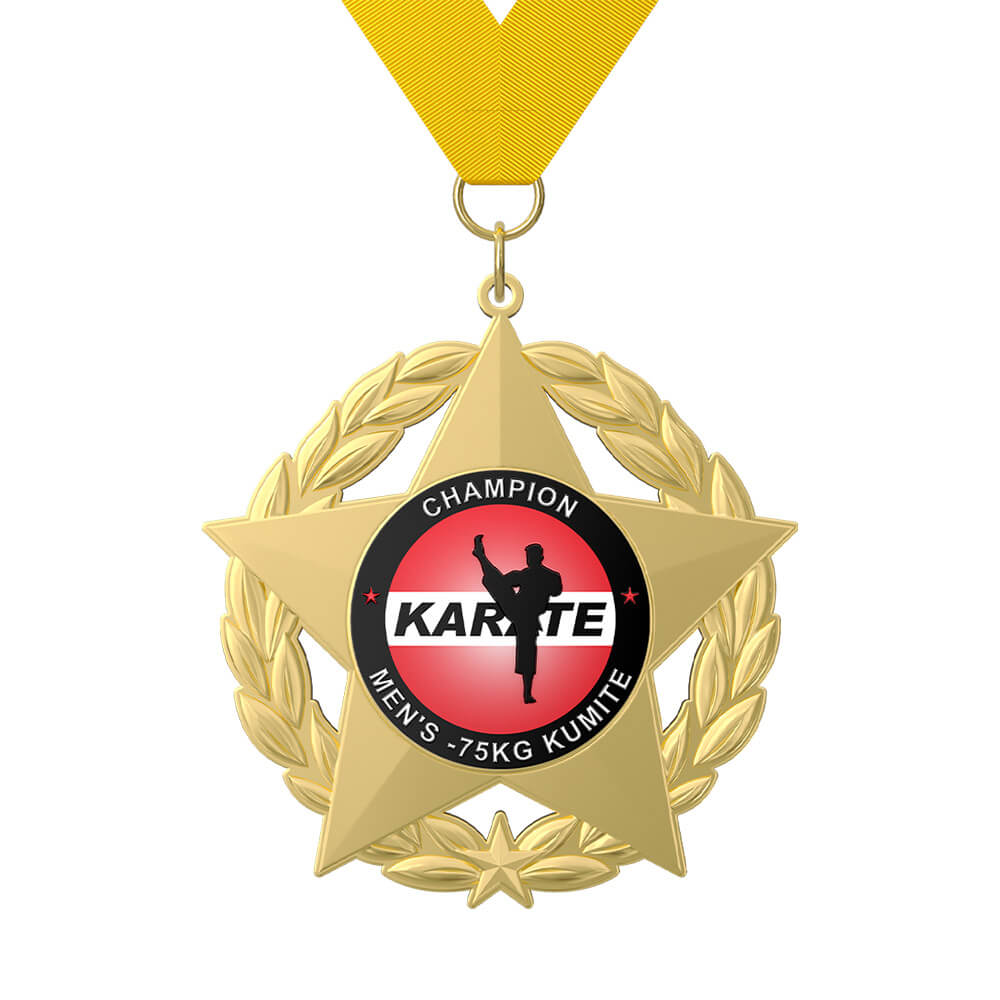 Karate 75KG Kumite Champion Medal with ribbon Karate 75KG Kumite Champion Medal with ribbon