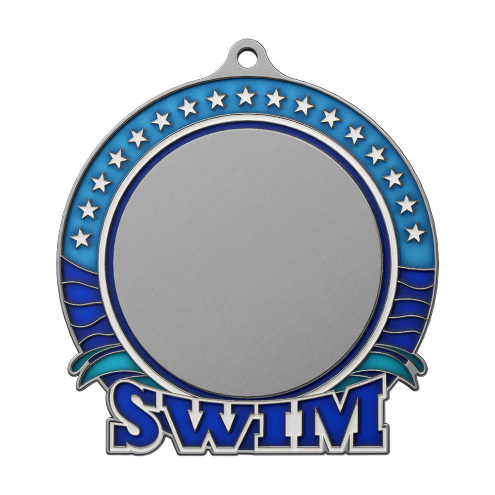 Swim Championship Medal antique silver