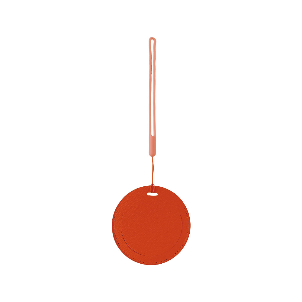 Round PU Leather Luggage Tag Orange Round PU Leather Luggage Tag Orange