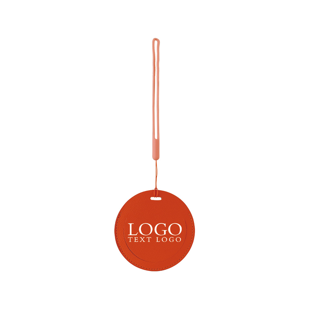 Orange Round PU Leather Luggage Tag blue with logo