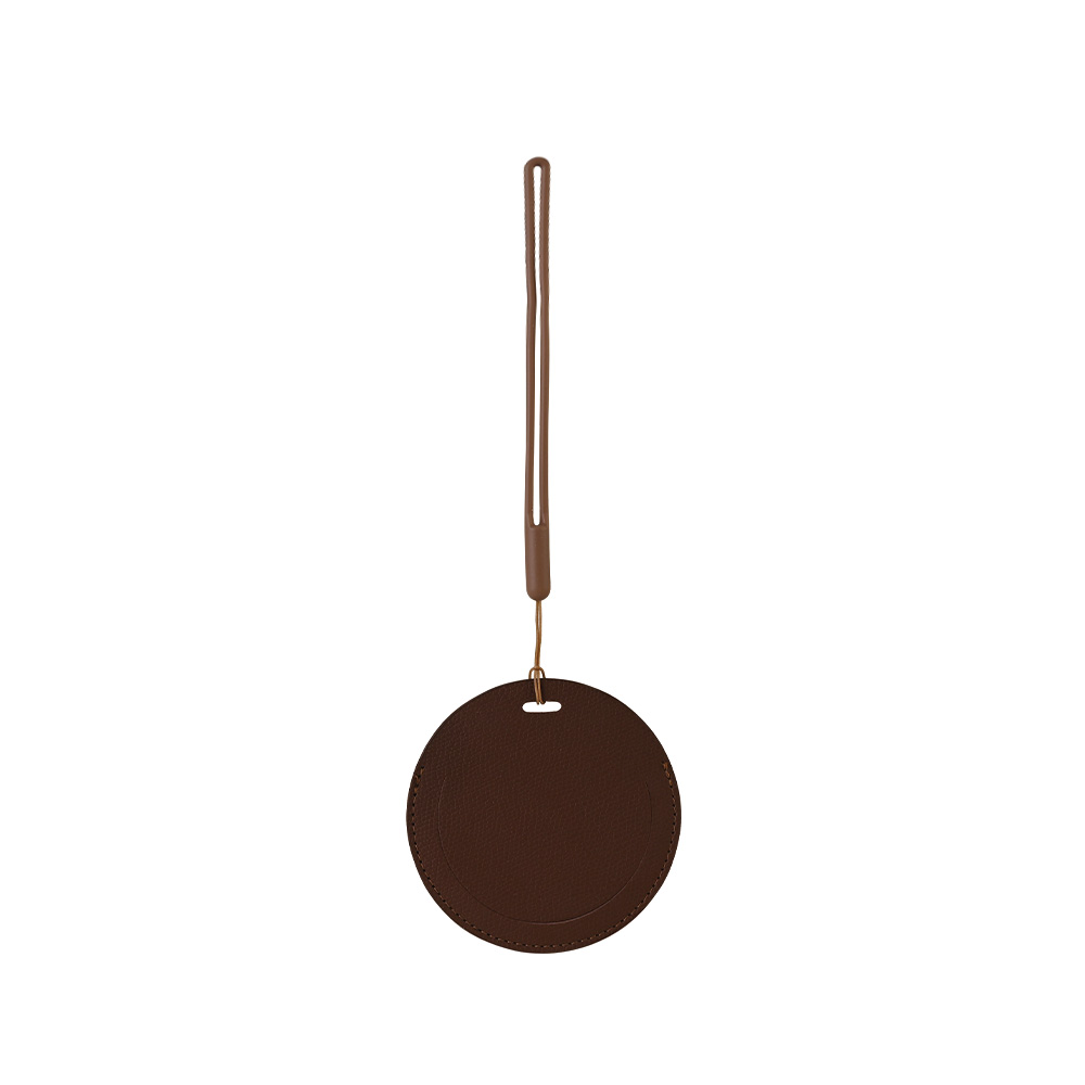 Round PU Leather Luggage Tag Brown Round PU Leather Luggage Tag Brown