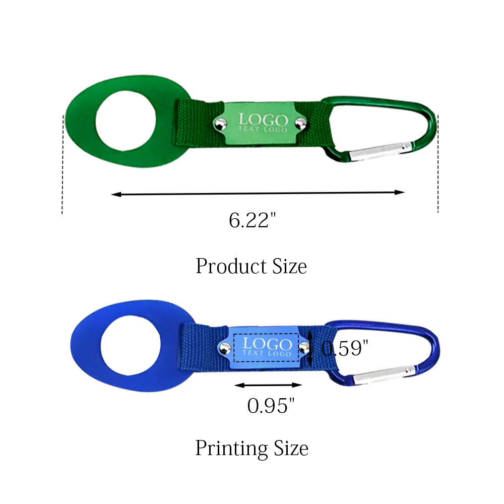 Universal Water Bottle Holder W Metal Carabiners Clip Blue With Logo