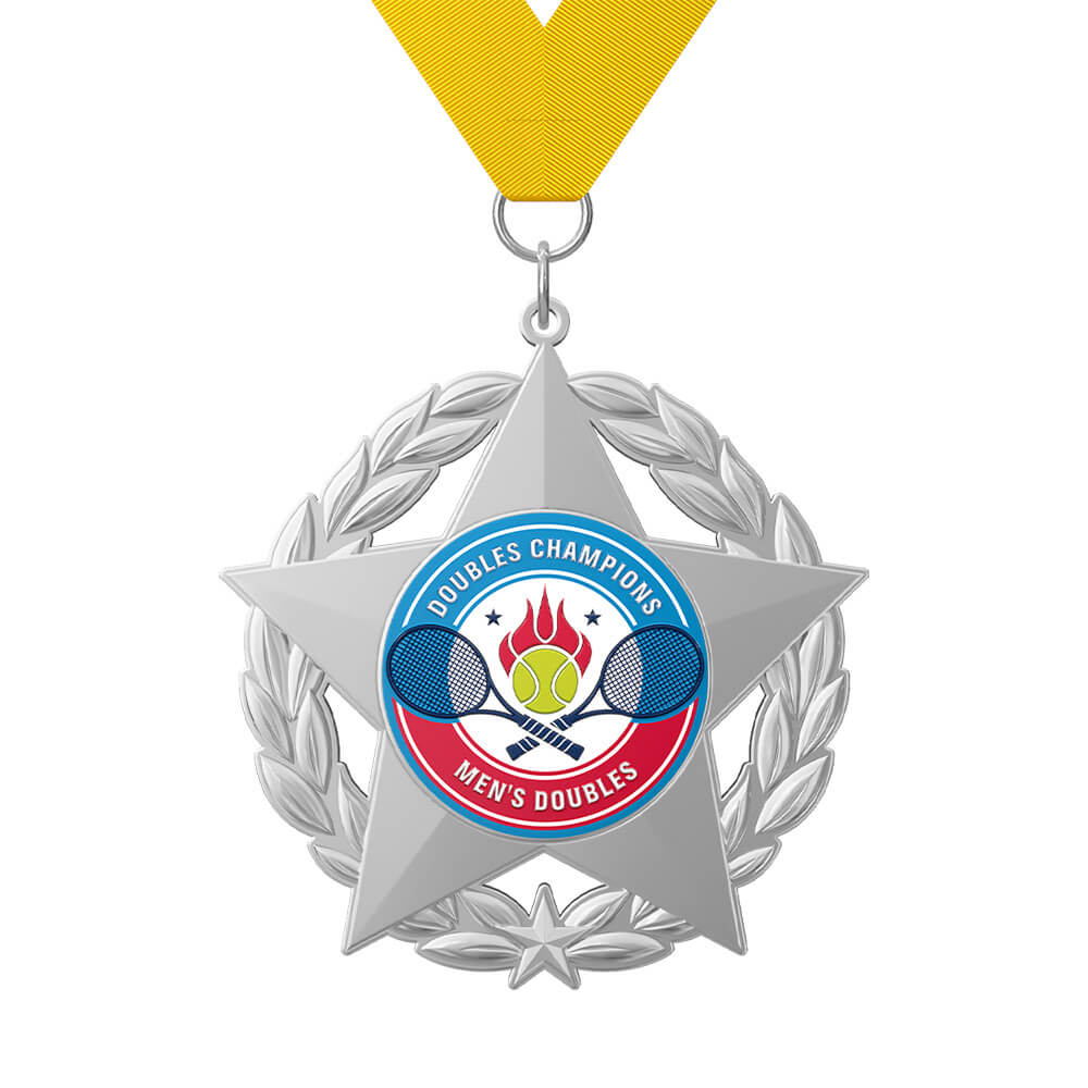 Custom Tennis Doubles Champions Medal with ribbon