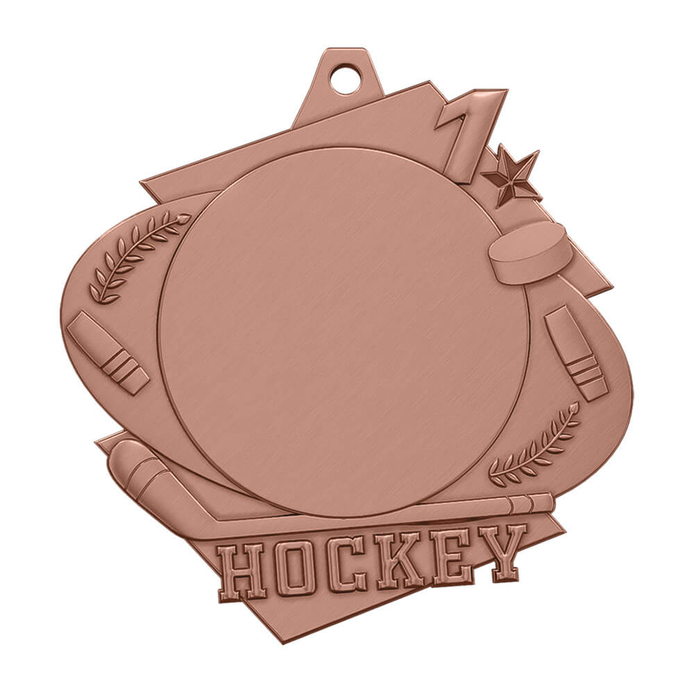 Hockey Champion Custom Medal Antique Copper