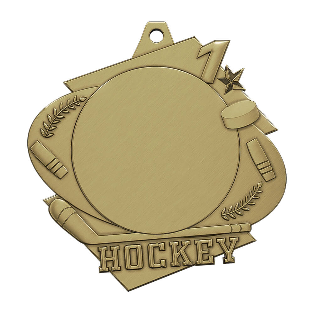 Hockey Champion Custom Medal Antique Gold