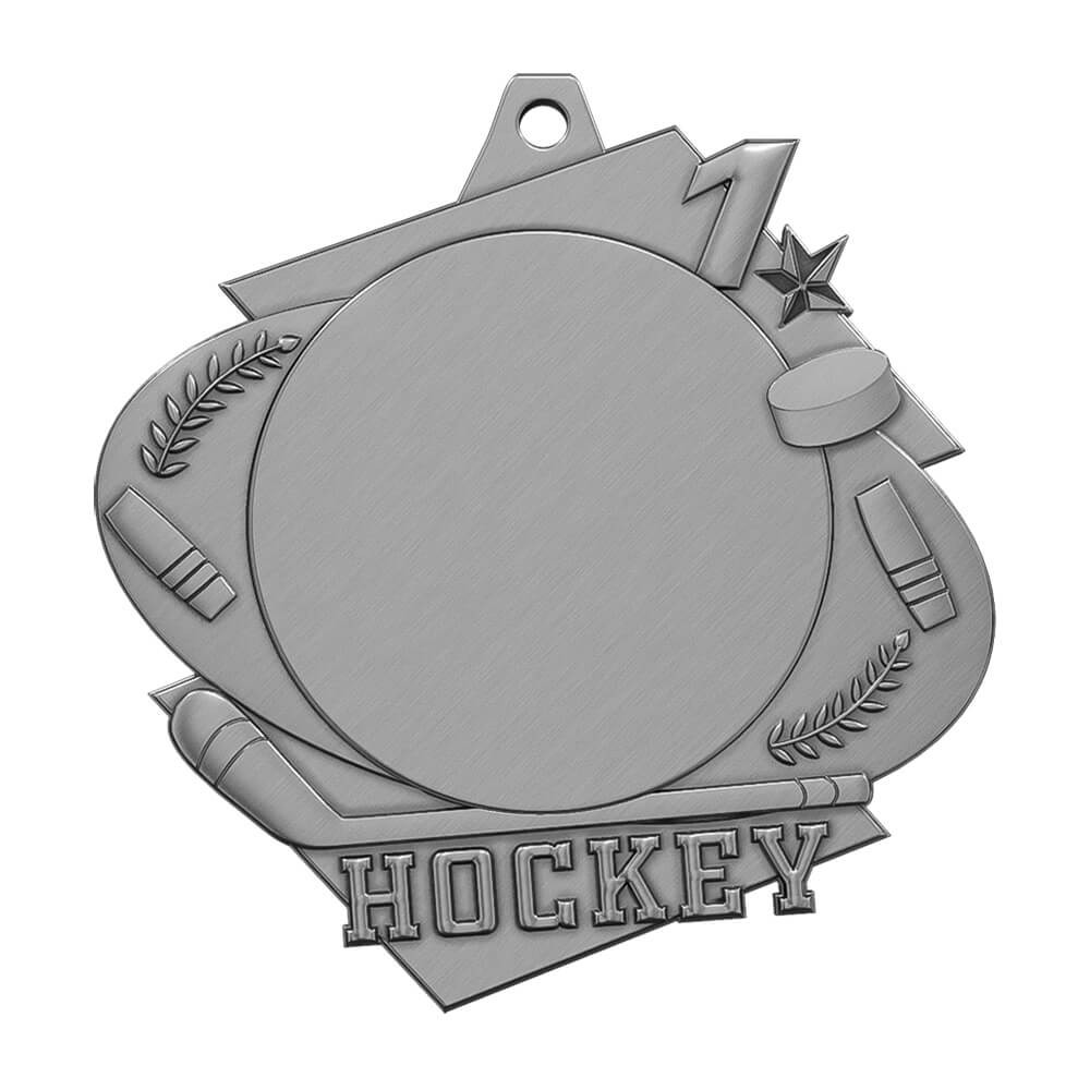 Hockey Champion Custom Medal Antique Silver