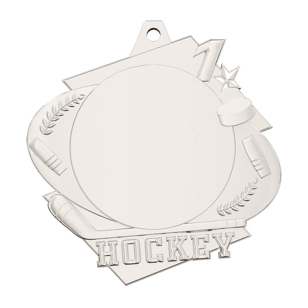 Hockey Champion Custom Medal Shiny Silver