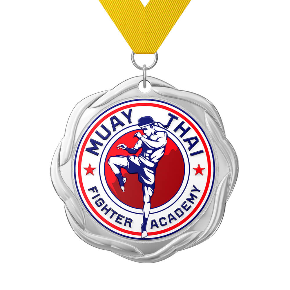 Muay Thai Fighter Academy Medal with ribbon Muay Thai Fighter Academy Medal with ribbon