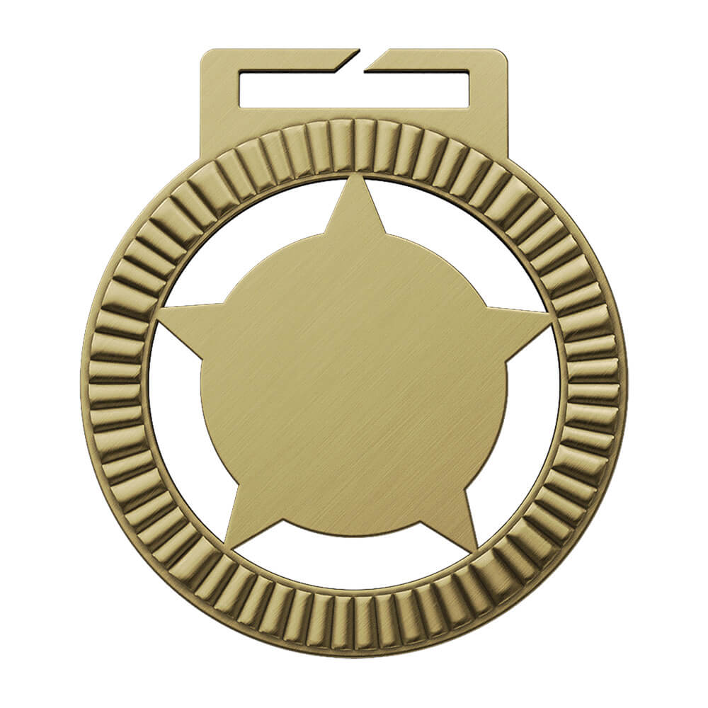 Star Cutout Beer Run Custom Medal Antique gold
