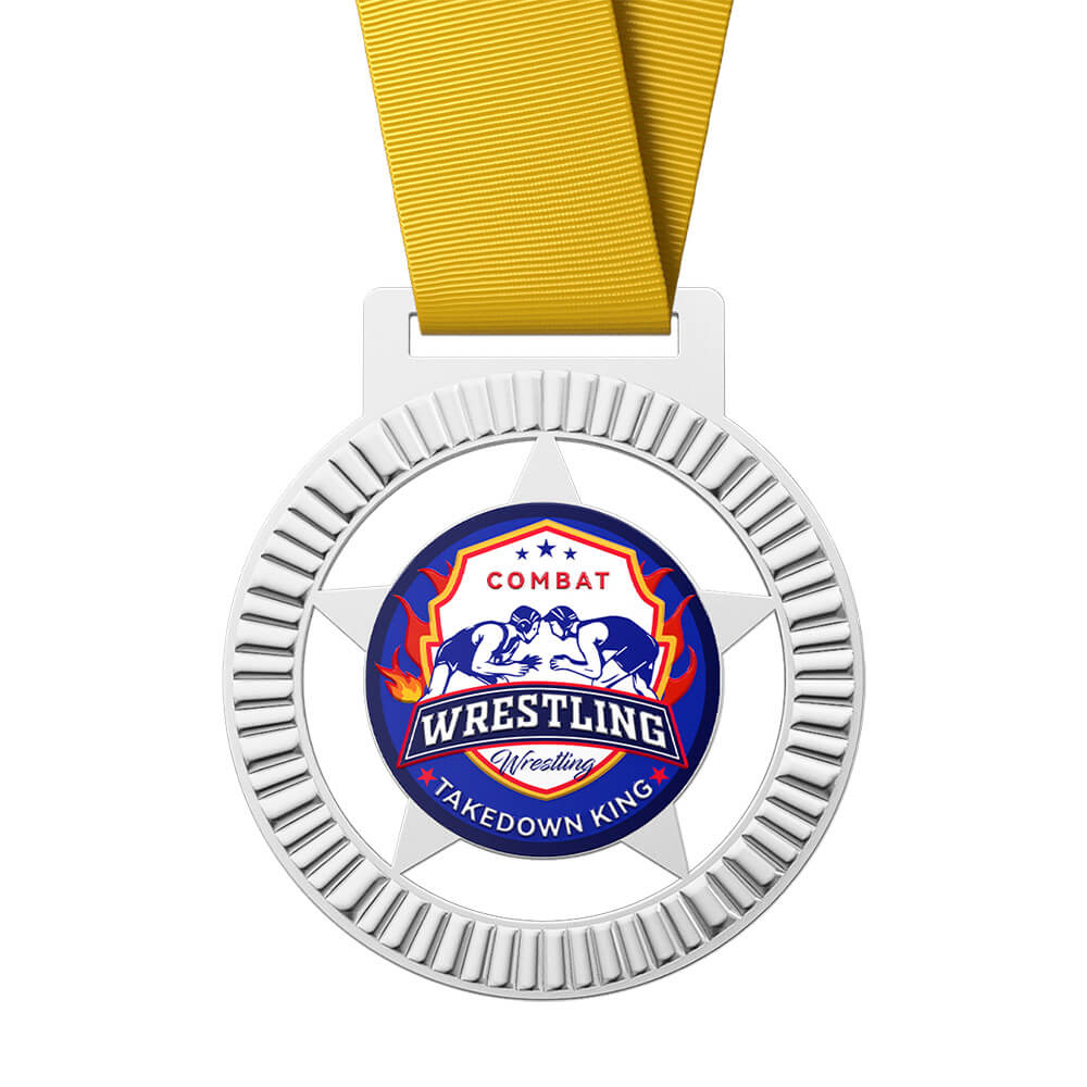 Combat Wrestling Takedown King Medal with ribbon Combat Wrestling Takedown King Medal with ribbon