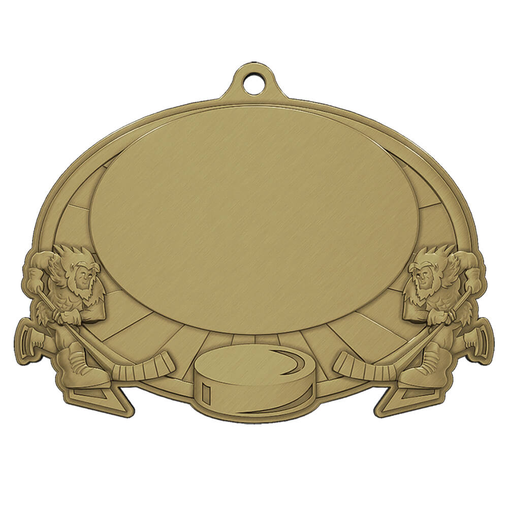 Custom Hockey Game Medal Antique Gold Custom Hockey Game Medal Antique Gold
