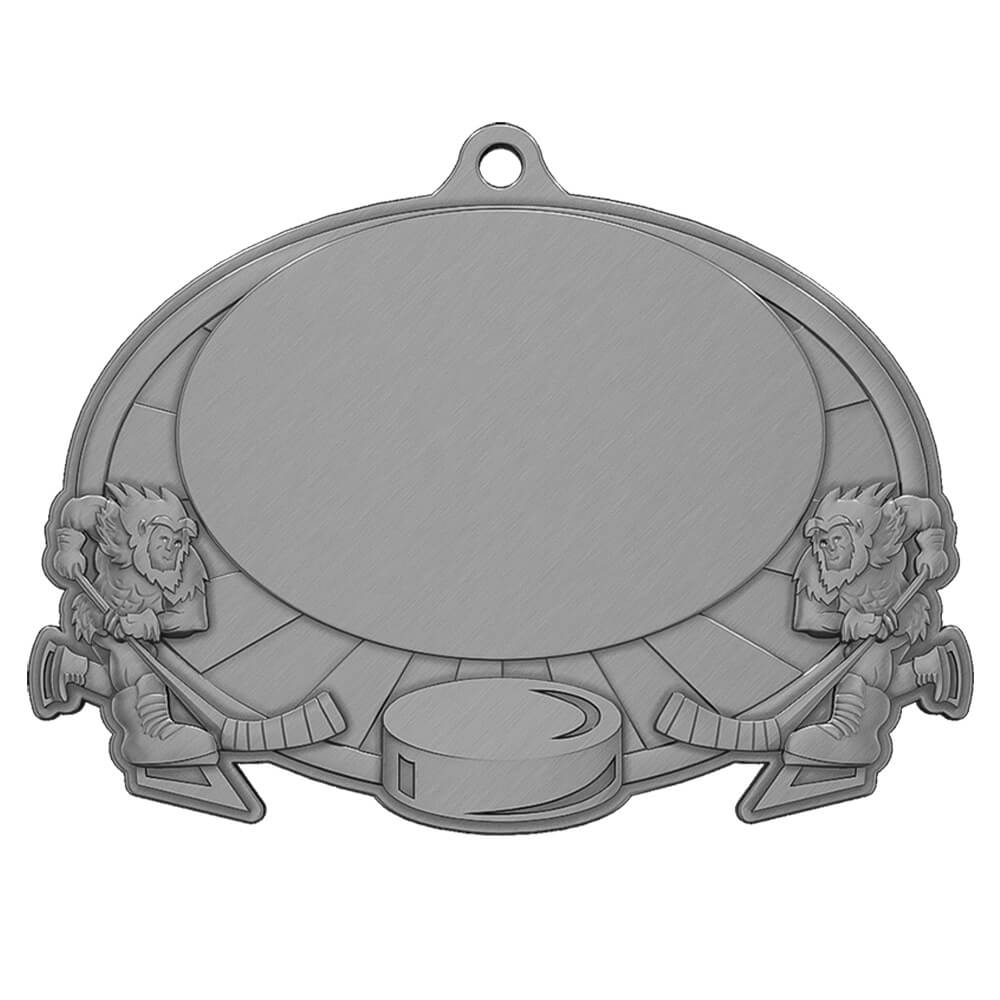 Custom Hockey Game Medal Antique Silver Custom Hockey Game Medal Antique Silver