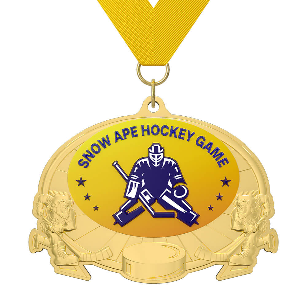 Custom Hockey Game Medal with ribbon Custom Hockey Game Medal with ribbon