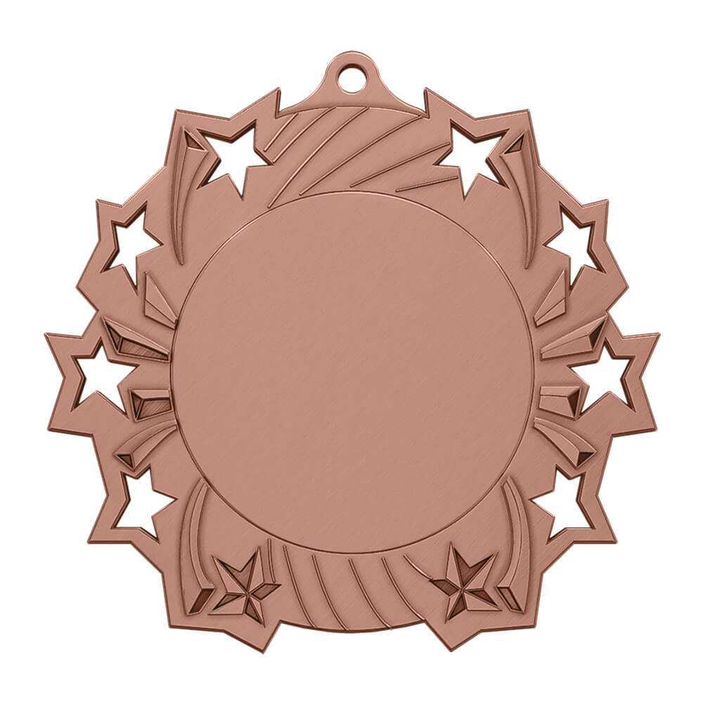 Hockey Medal with Star Design Antique Copper