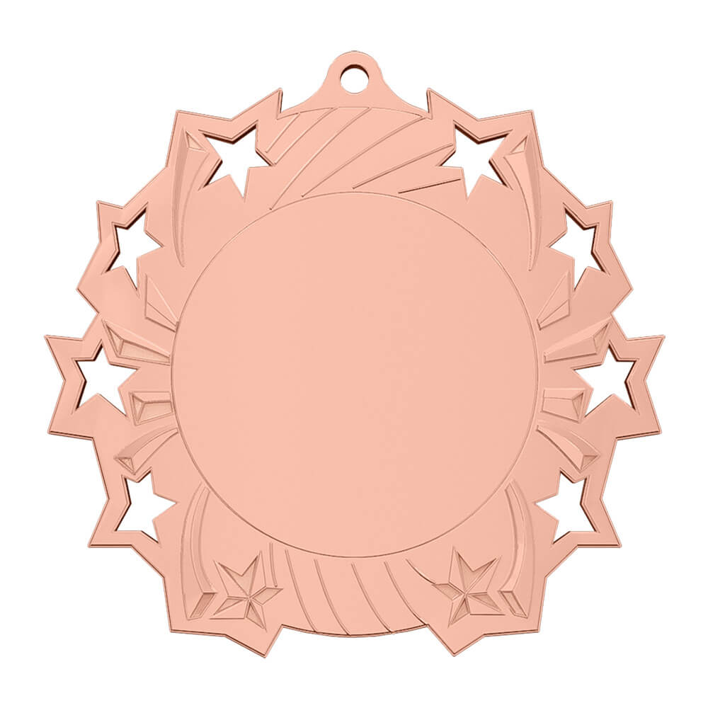 Hockey Medal with Star Design Shiny Copper